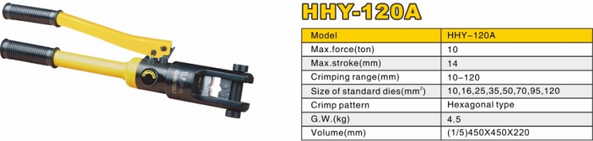 Kìm bấm cos thủy lực 10 tấn TLP HHY-120A