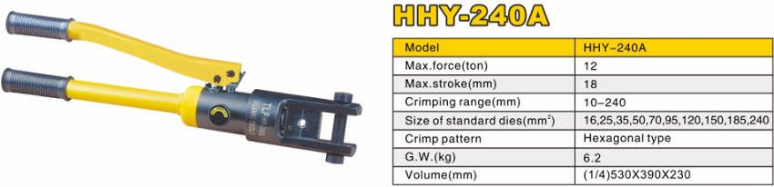 Kìm bấm cos thủy lực 12 tấn TLP HHY-240A