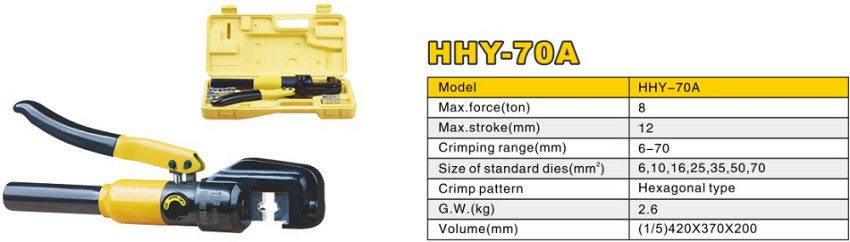 Kìm bấm cos thủy lực 8 tấn TLP HHY-70A