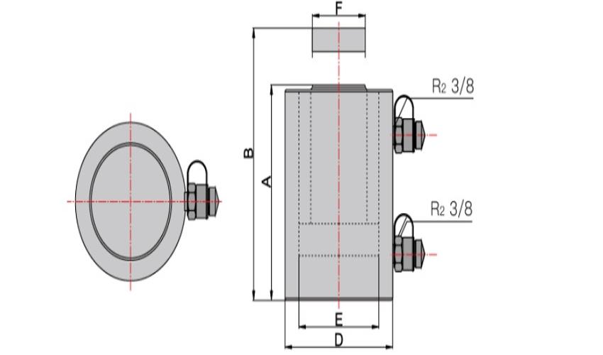 Bảng vẽ cấu tạo kích thủy lực rỗng tâm 2 chiều